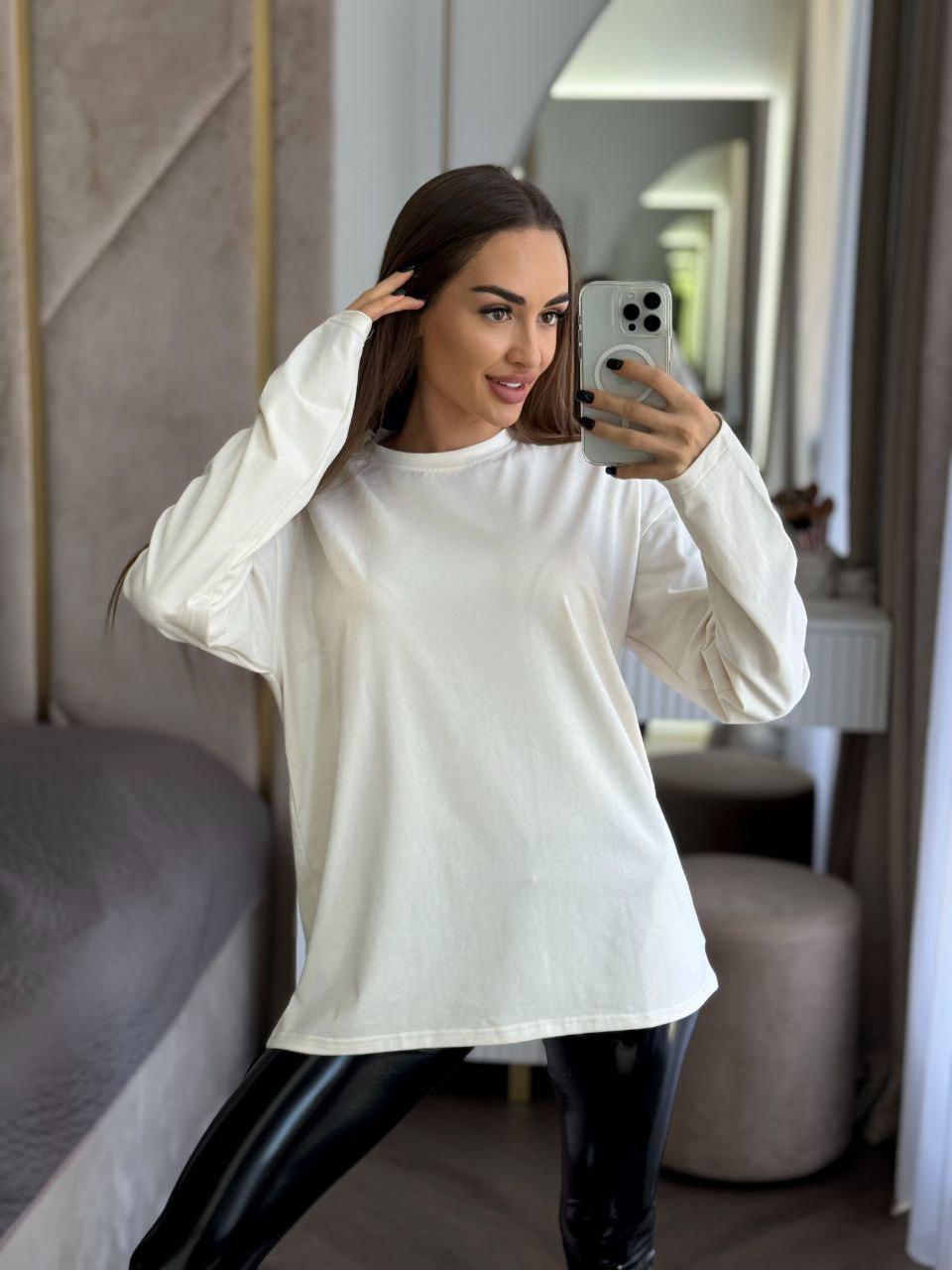 Лонгслів жіночий Hibrand оверсайз Молоко (Wm159)