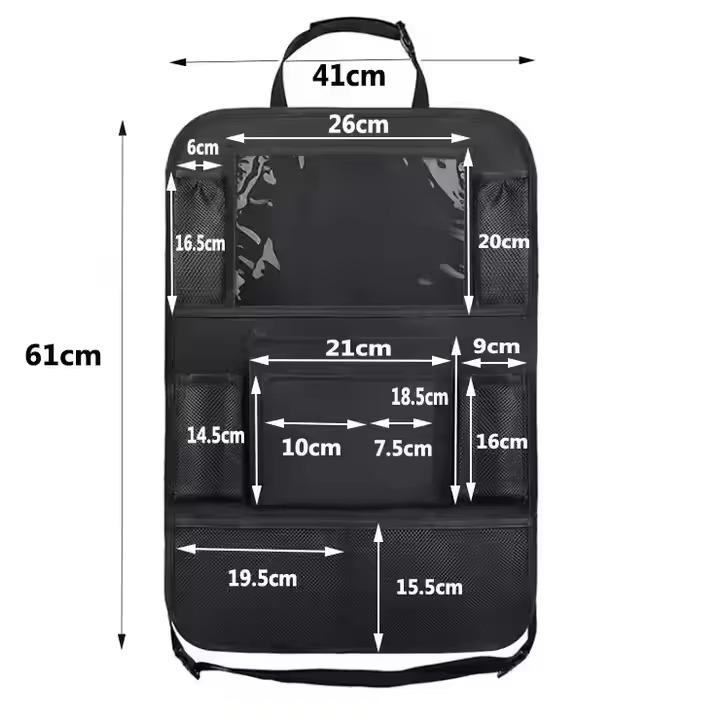 Органайзер автомобільний на спинку сидіння 10 секцій для приладдя 61х41 см Чорний - фото 5 Органайзер автомобільний на спинку сидіння 10 секцій для приладдя 61х41 см Чорний - фото 5