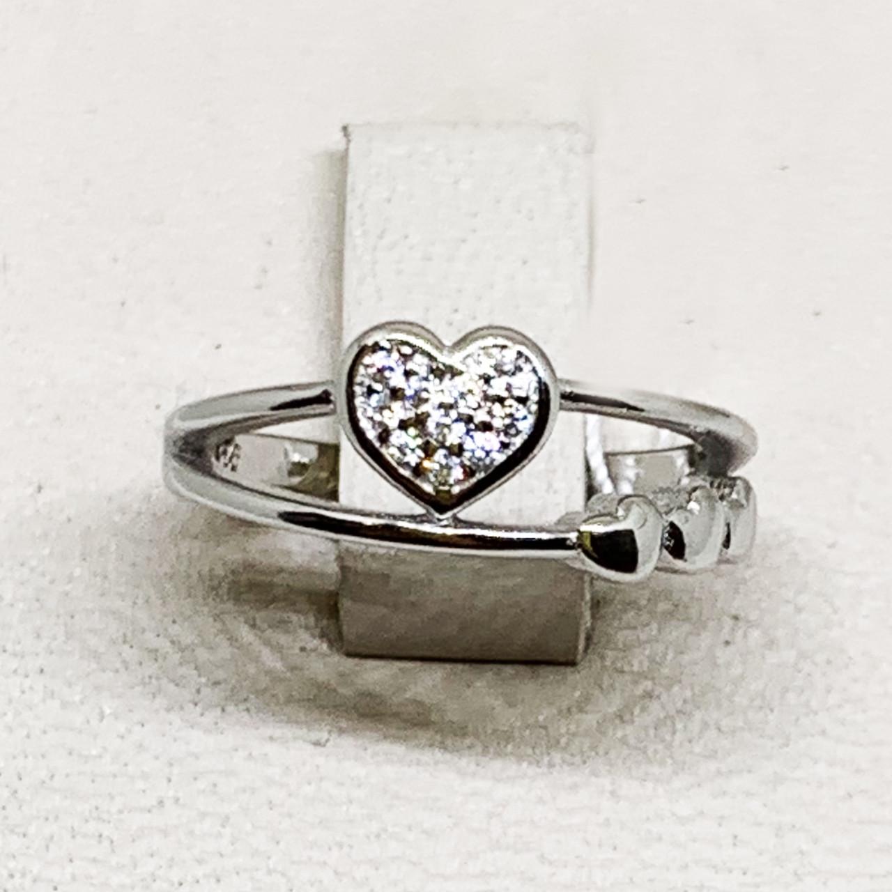 Кольцо серебряное Сердце с кубическим цирконием р. 16,5 2,43 г (1717057306)