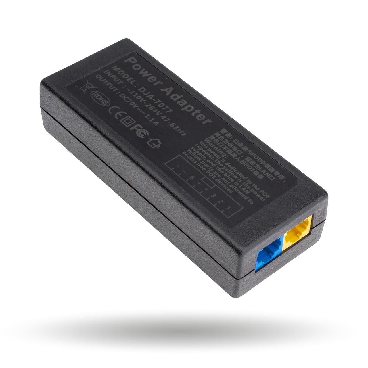 Инжектор PoE GreenVision GV-001/04 4-канальный для питания сетевых устройств через Ethernet AC 110-264V Black
