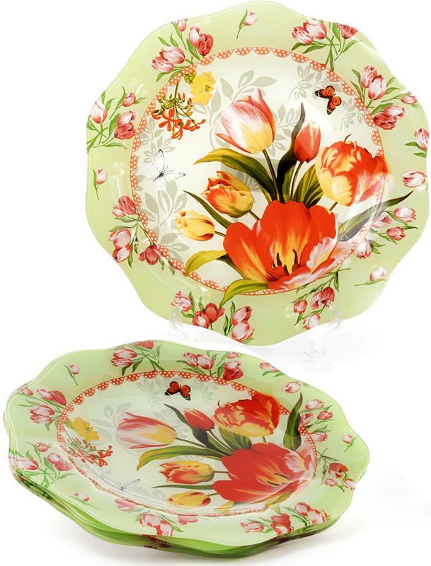 Набор стеклянных тарелок Тюльпаны Ø 30 см 6 шт. (BD-809-272)