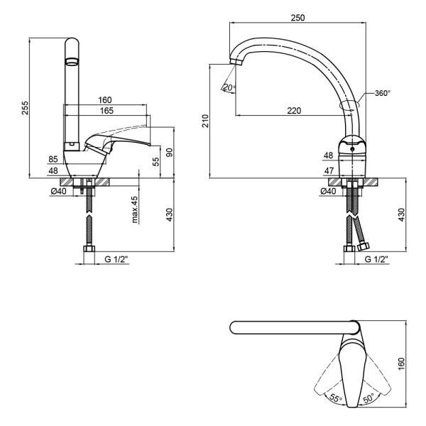 Змішувач Lidz Premiera CRM 84 008-3 для кухні U k40 - фото 2 Змішувач Lidz Premiera CRM 84 008-3 для кухні U k40 - фото 2