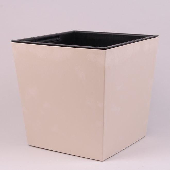 Горшок пластиковый Flora Urbi Square Low Beton Effect 28,5х28,5 см Кремовый (93567)