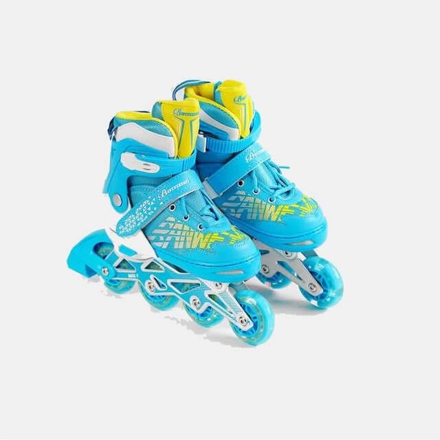 Коньки роликовые с защитой Best Roller PU колеса светящиеся р. 35-38 Blue (141143)
