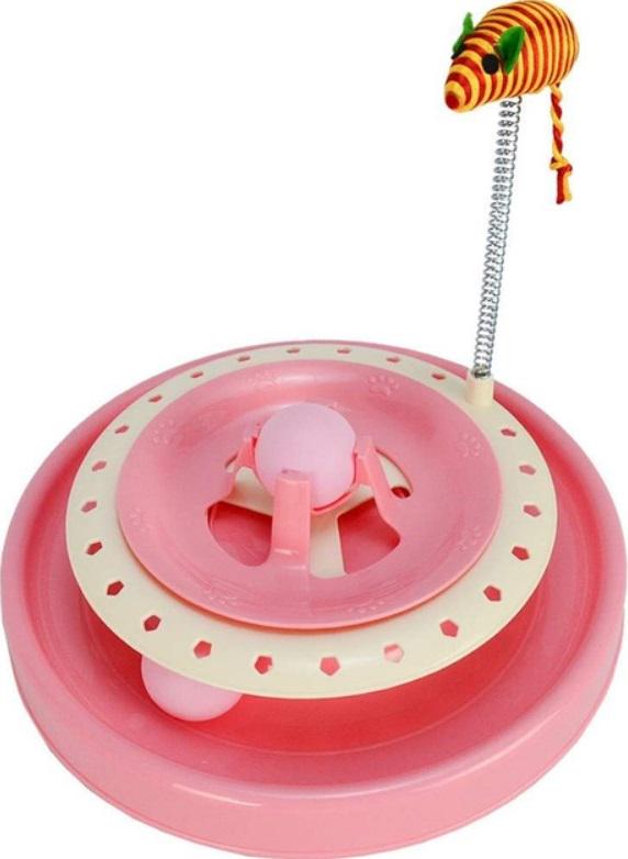 Трек-іграшка з кульками і пружиною для кішок Cat Scratch Pen Рожевий (2104618638) - фото 1