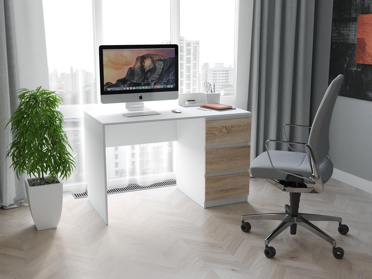 Стол компьютерный Moreli Т-224 правый 120х60х75,5 см Белый/Дуб сонома (24209747)