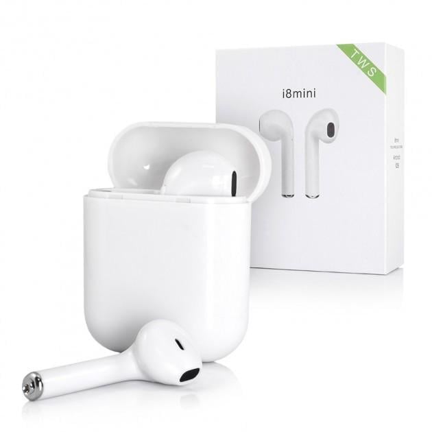 Наушники беспроводные с гарнитурой I8 mini с кейсом White