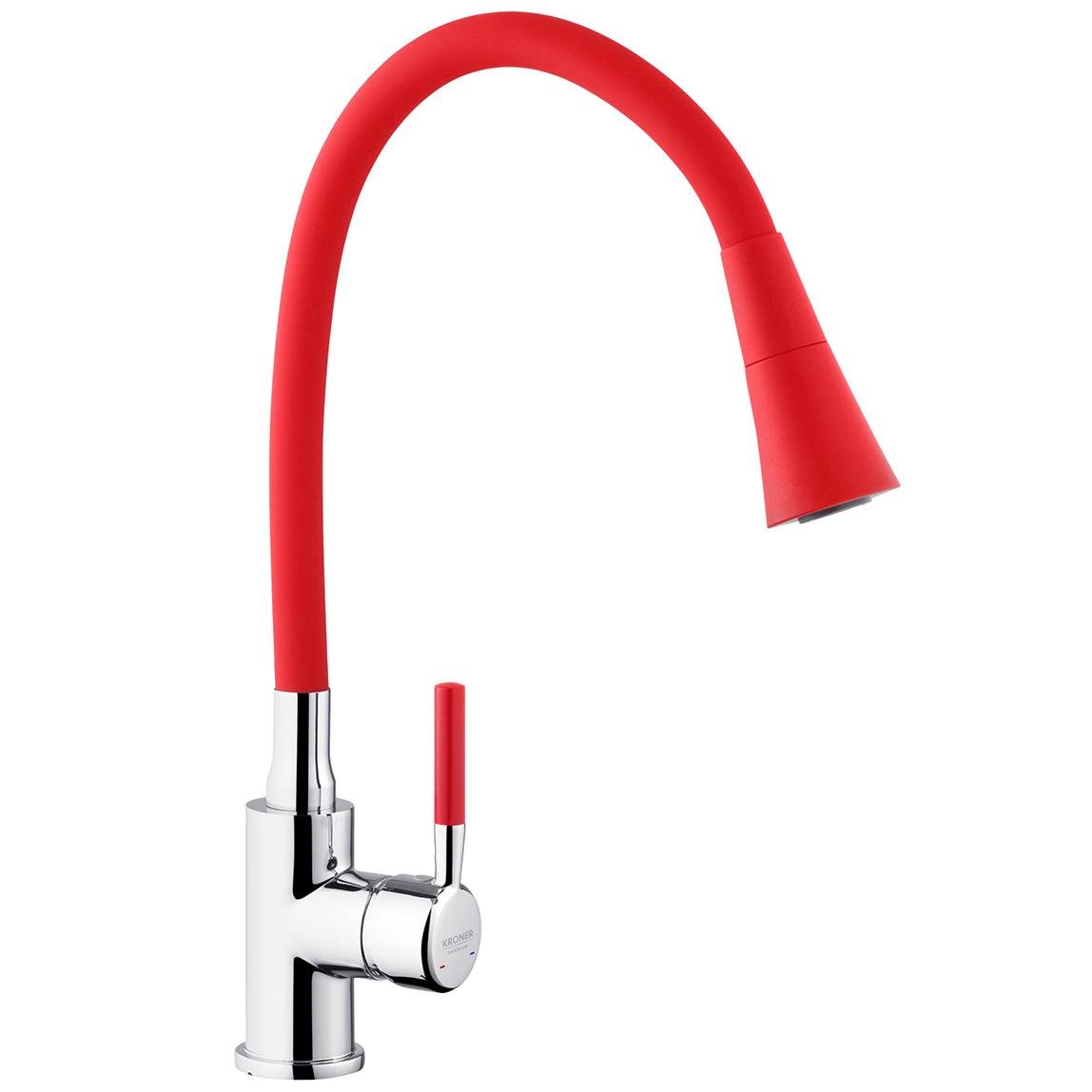 Смеситель для кухни Kroner KRM Kuche-C132RED CV033129 с гибким изливом Красный (230864)