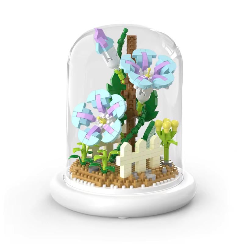 Конструктор-ночник Цветок в колбе с подсветкой Фиалка 500 дет.