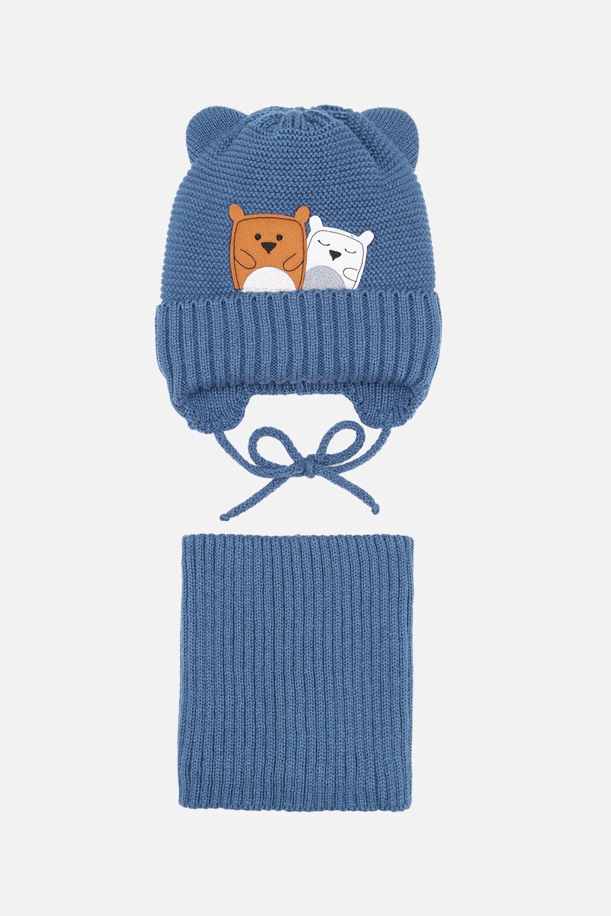 Комплект для мальчика шапка/шарф 48-50 см Синий (ЦБ-00263005)