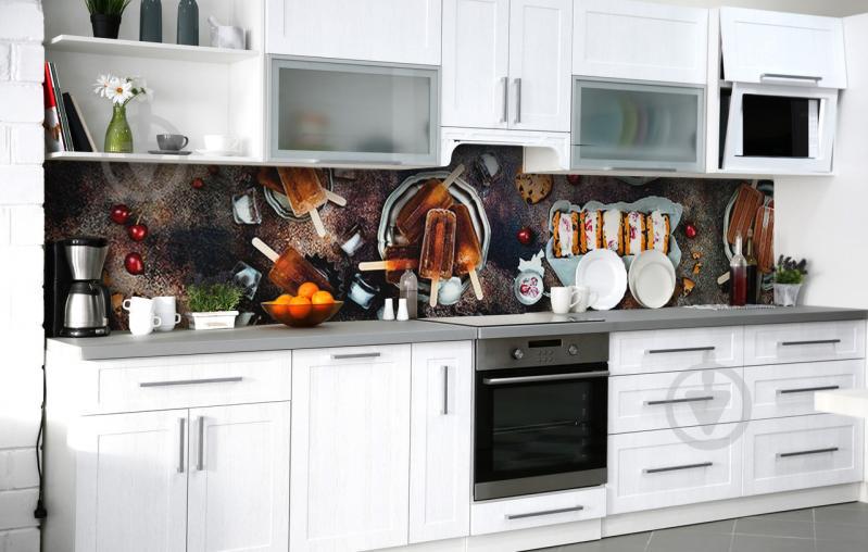 Скинали на кухню Zatarga «Вкусный лёд» 600х2500 мм виниловая 3Д наклейка кухонный фартук самоклеящаяся Скинали на кухню Zatarga «Вкусный лёд» 600х2500 мм виниловая 3Д наклейка кухонный фартук самоклеящаяся