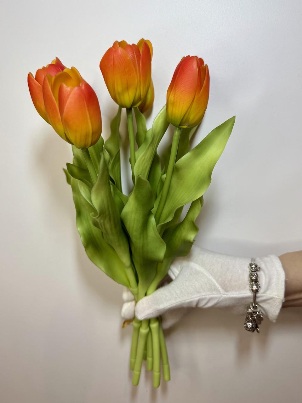 Букет тюльпанов силиконовый 7 веток Оранжевый