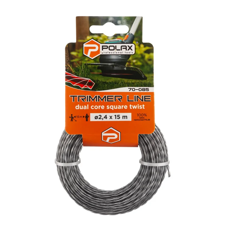 Жилка для триммера Polax "Крученый квадрат с кордом" 2,4 мм 15 м (70-085)