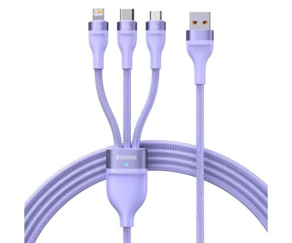 Кабель Data BASEUS Flash Series Ⅱ USB to Micro USB Lightning Type-C 100W 1,2 м Purple