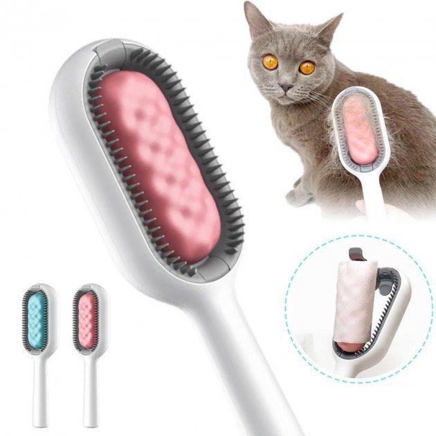 Щетка для животных Pet Gravity Pet Grooming Comb 4в1 для сухого и влажного вычесывания собак и кошек Розовый (525U) - фото 10