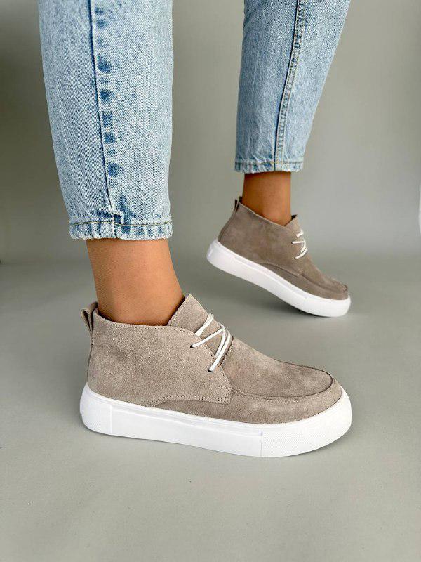 Черевики жіночі замшеві демісезонні р. 37 Бежевий (7374-4д/37)