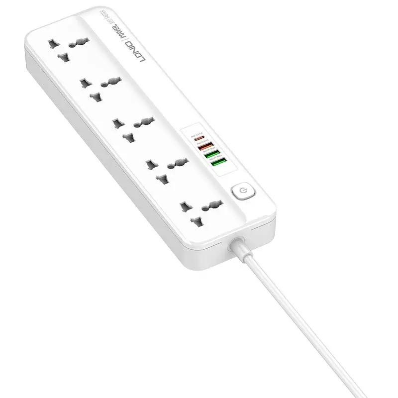 Подовжувач мережевий USB Ldnio SC5415 3USB Type-C 5 розеток 2 м White (020142) - фото 2