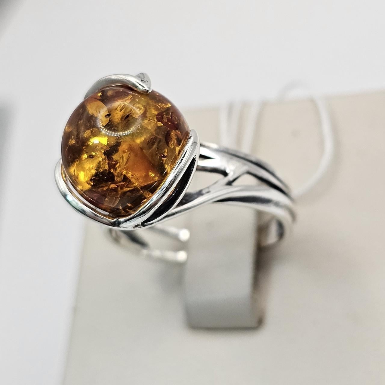 Каблучка срібна з бурштином р. 18 4,7 г (3041223899)