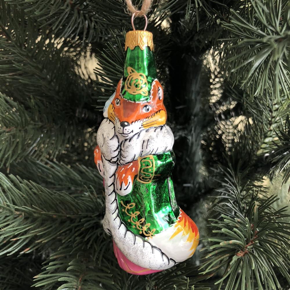 Игрушка стеклянная елочная Лиса Алиса
