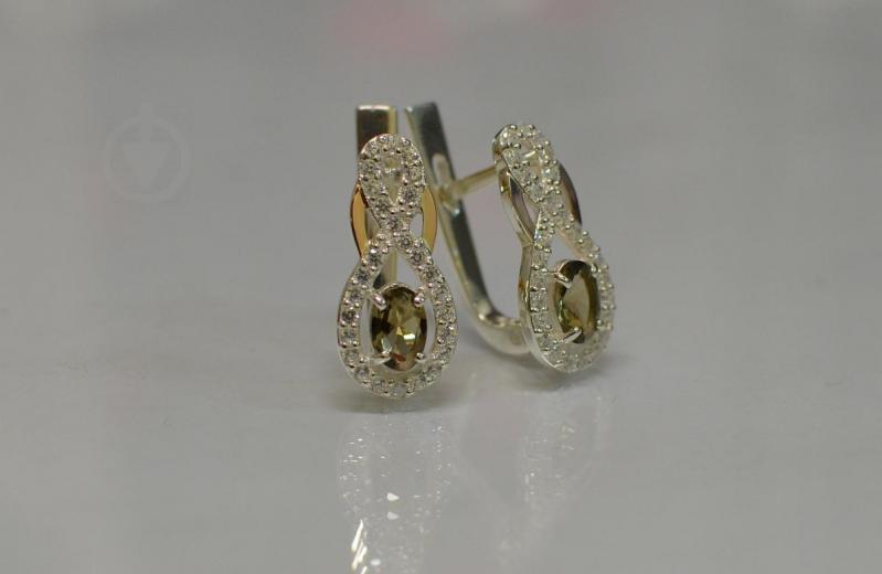 Серебряные серьги Sil с золотыми вставками 125s-10 Коричневый (Sil-794)