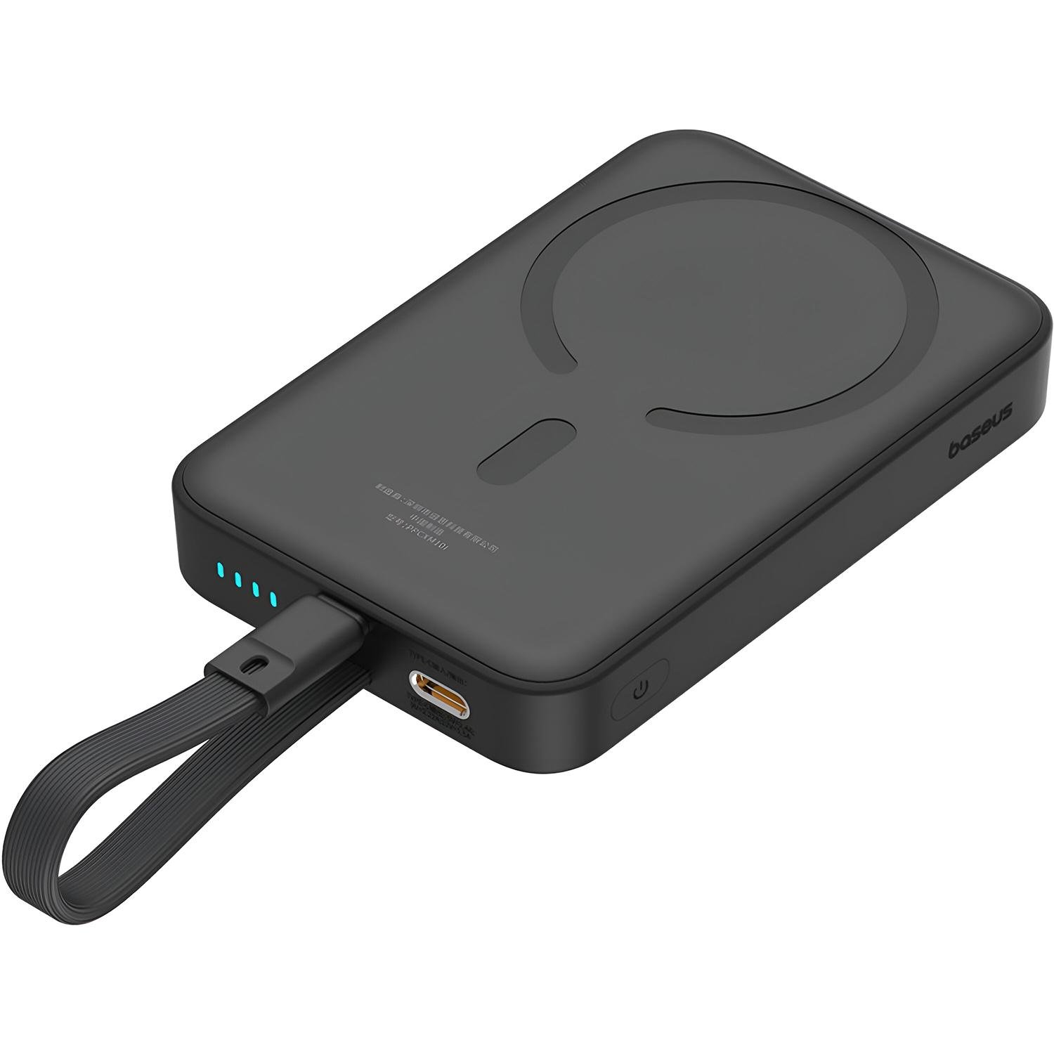 Повербанк BASEUS Magnetic Mini Wireless Fast Charge iP Edition 10000 mAh 20W P10022109113-00 Cluster With Simple Series Charging Cable Type-C to Type-C 20V/3A 30cm Black