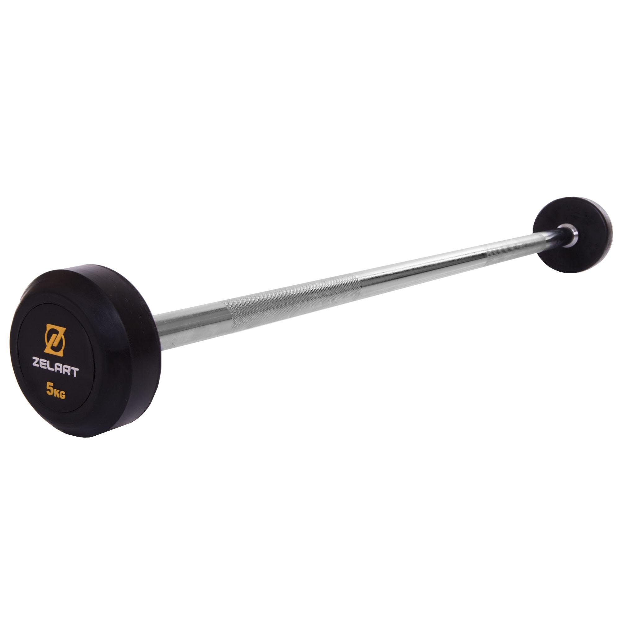 Штанга Zelart Rubber Coated Barbell фіксована пряма гумова TA-2685-5 довжина 95 см 5 кг (DR002606)