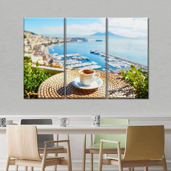 Модульная картина KIL Art Кофе и моря и пляжи из трех частей 128x81 см (M3_L_133)