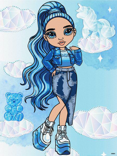 Картина за номерами Ideyka Rainbow High Skyler з голограмними стразами AB 30x40 см (KHO1337)