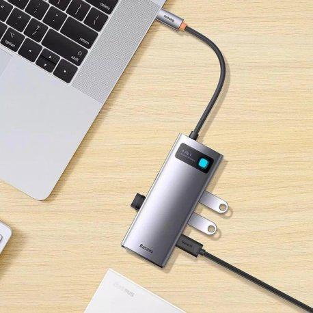 Адаптер HUB BASEUS Metal Gleam Multifunctional 4в1 Type-C 4xUSB3.0 Gray (WKWG070013) - фото 6