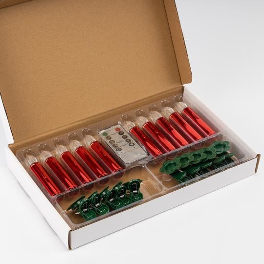 Набір світлодіодних свічок з кліпсами на ялинку з пластику 2х10 см 10 шт. Червоний (150-81-9261-004) - фото 2 Набір світлодіодних свічок з кліпсами на ялинку з пластику 2х10 см 10 шт. Червоний (150-81-9261-004) - фото 2