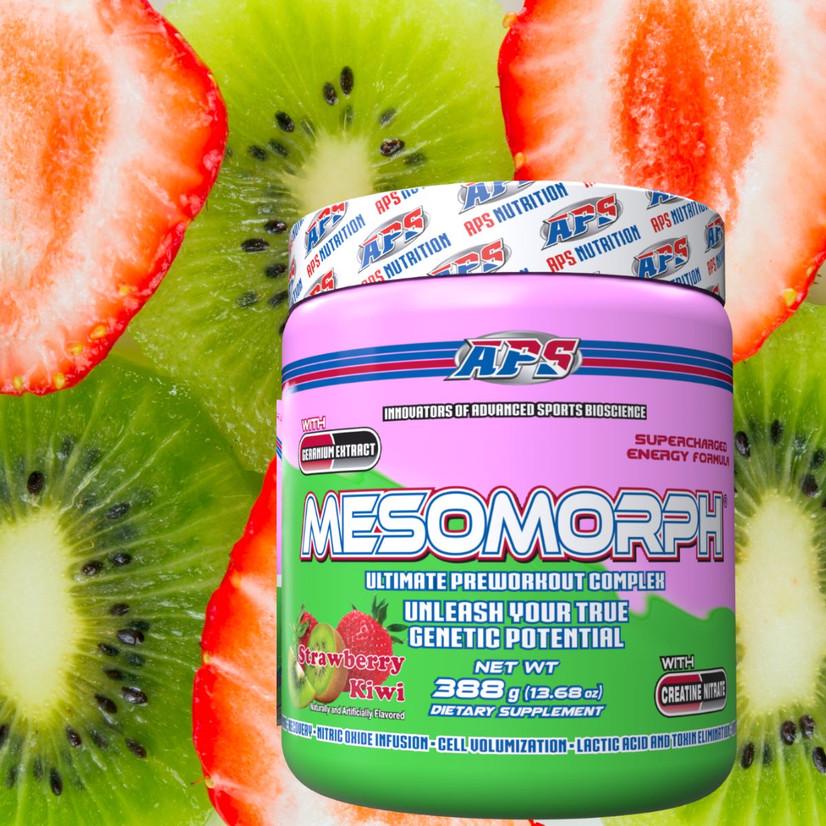 Предтренировочный комплекс Aps Mesomorph Geran IUm Extract Strawberry Kiwi 388 g ver4 - фото 2