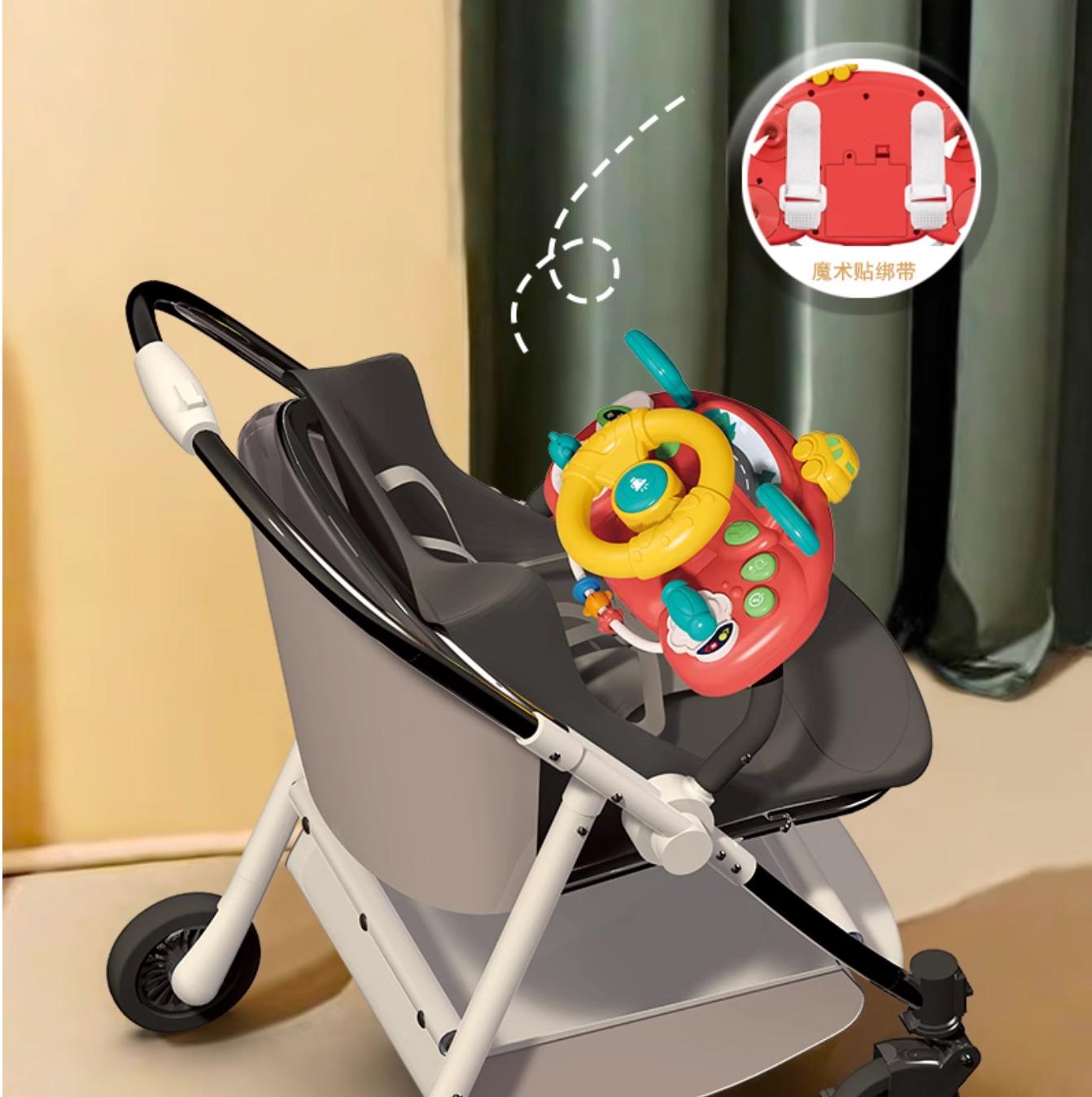 Игрушка интерактивная руль музыкальный на коляску с креплениями Красный (29666415) - фото 3