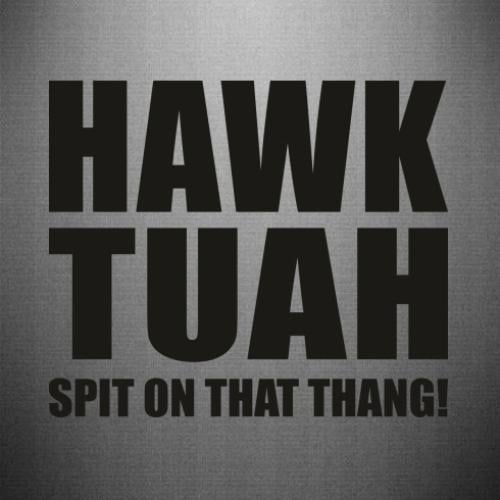 Наклейка "HAWK TUAH. Spit on that thang!" 50x42,2 см Черный (21559450)