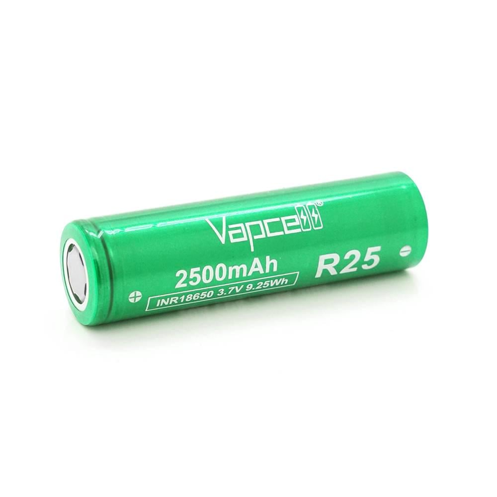 Акумулятор 18650 Li-Ion Vapcell INR18650 R25 2500 mAh 20A 4.2/3.6/2.5V Green