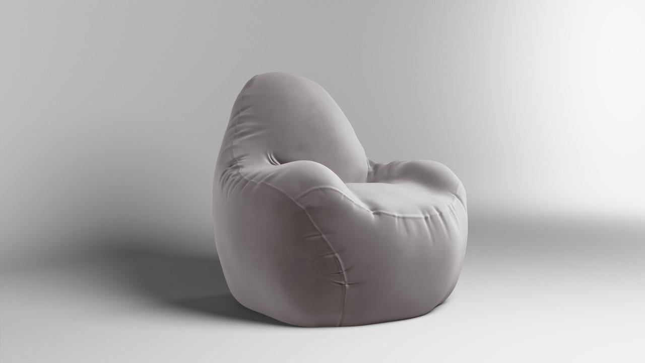 Бескаркасное кресло-мешок SkyPuff Relax ORLANDO велюр 100 см Light Gray (2695829407)