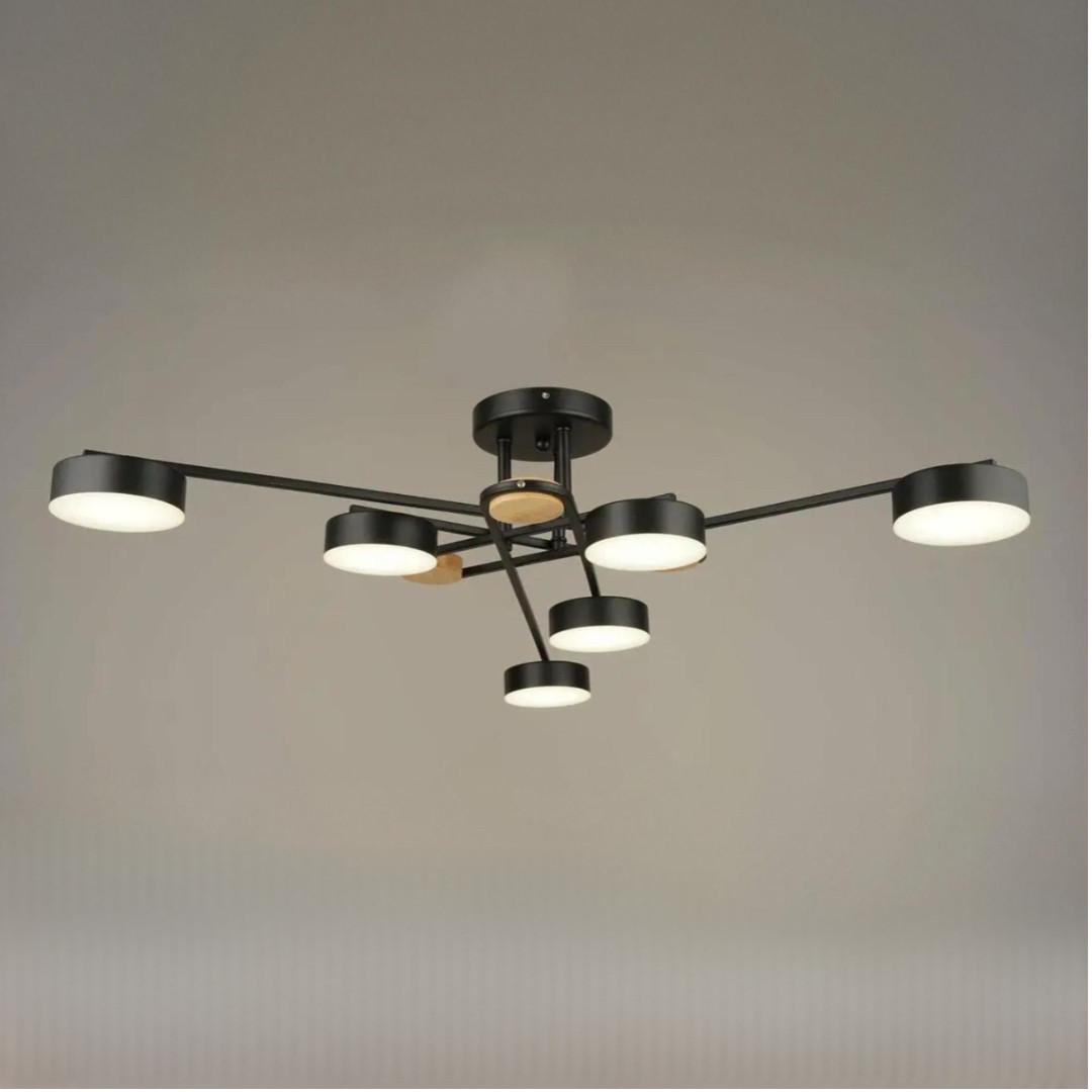 Люстра світлодіодна Sirius на шість плафонів 42W 3000-6500К Чорний (B N4498/6 BK)