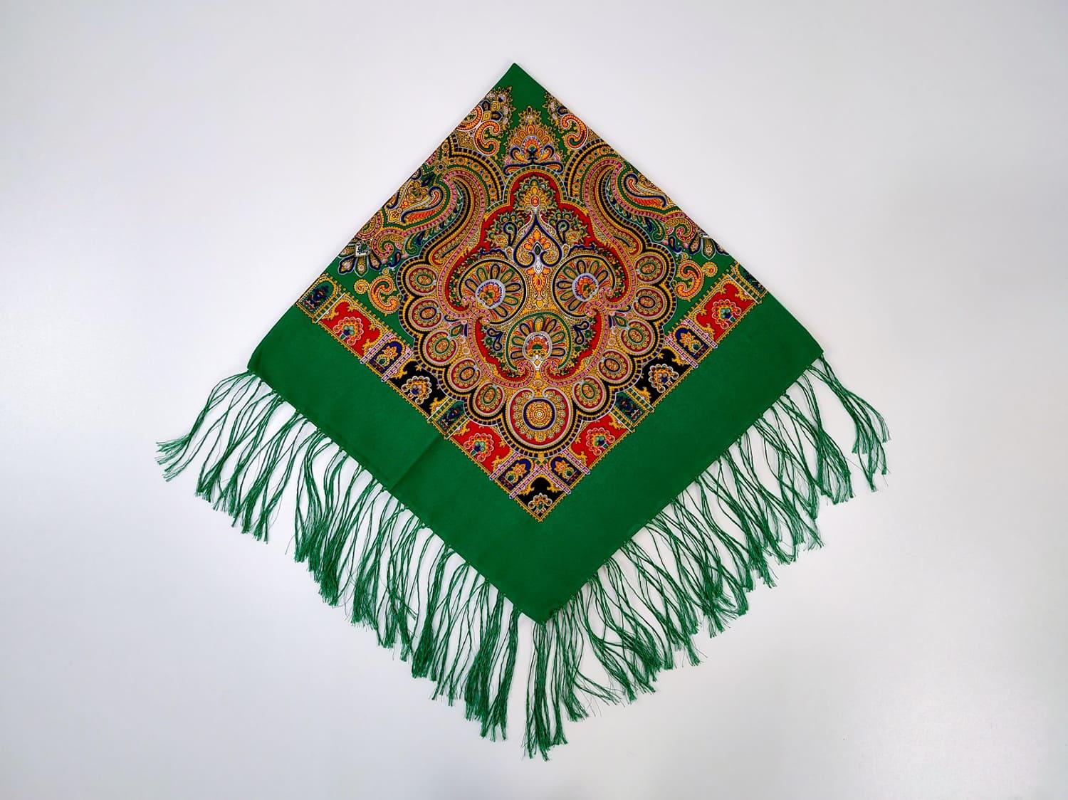 Платок традиционный украинский с тороками 80x80 см Зеленый (30156566)