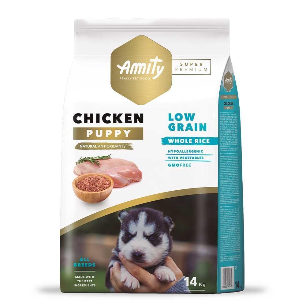 Корм низкозерновой для щенков Amity Super Premium Puppy с курицей и рисом 14 кг (1630236751)