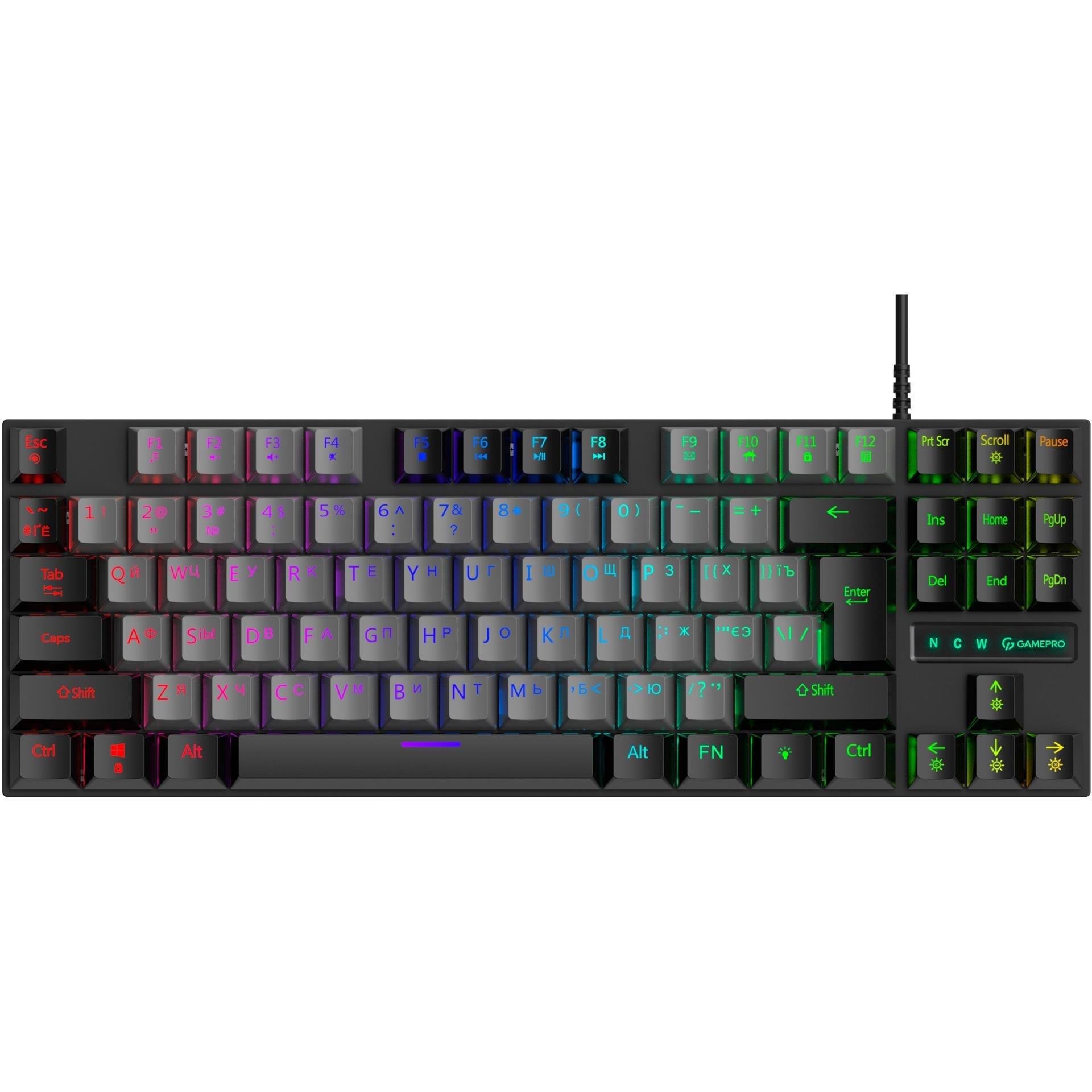 Клавіатура GamePro MK100B Blue Switch TKL LED USB-A Black (26450540)