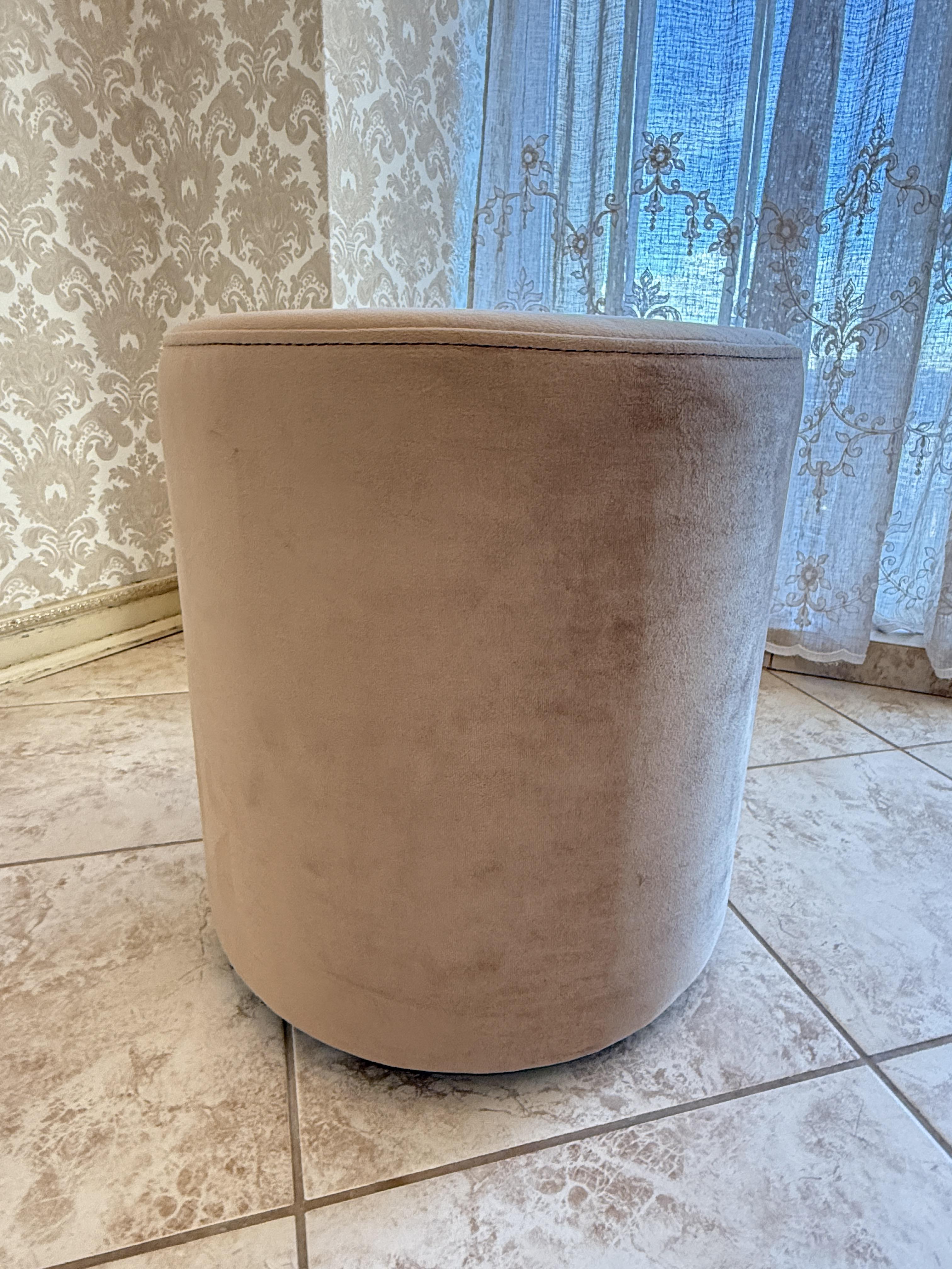 Пуф круглый велюровый 380х420 мм Песок (020020)