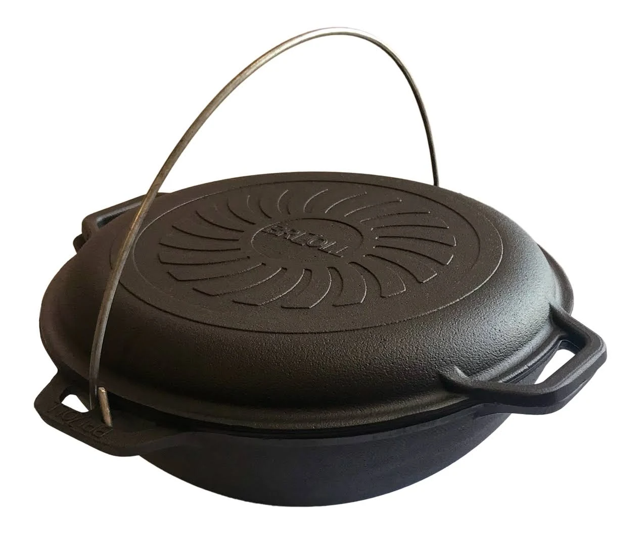 Казан чугунный Brizoll Азия с чугунной крышкой-сковородой 4 л (MBZ-94244)