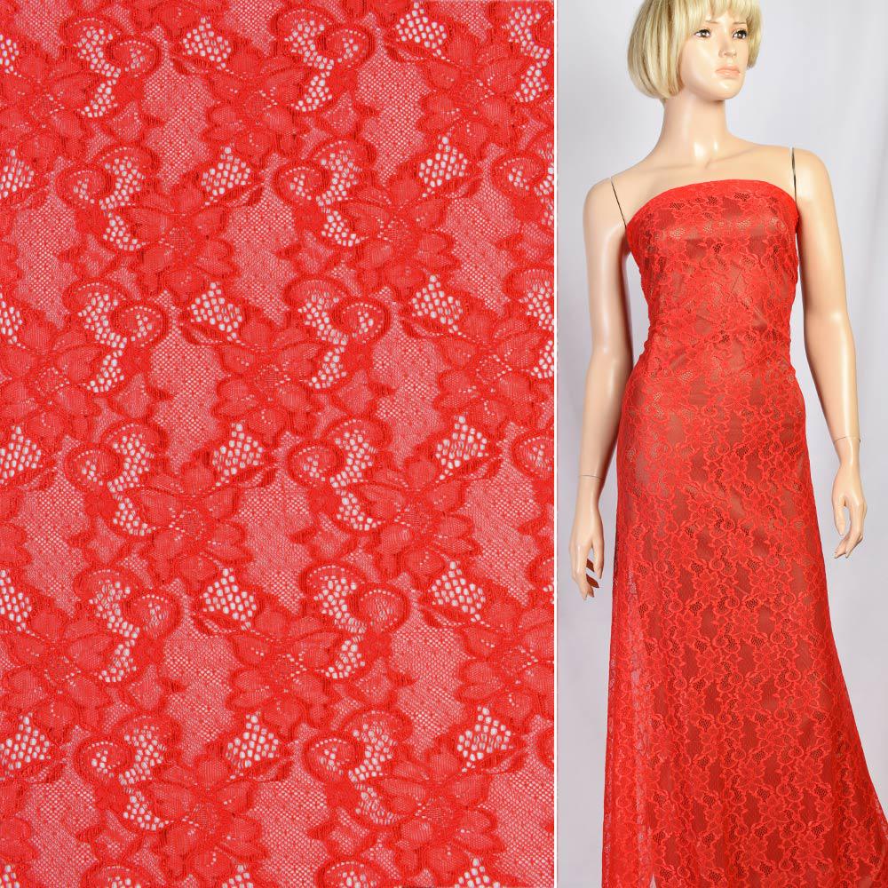 Тканина мереживне полотно стрейч в'юнкі квіти ширина 150 см Червоний (11133.004) - фото 3 Тканина мереживне полотно стрейч в'юнкі квіти ширина 150 см Червоний (11133.004) - фото 3