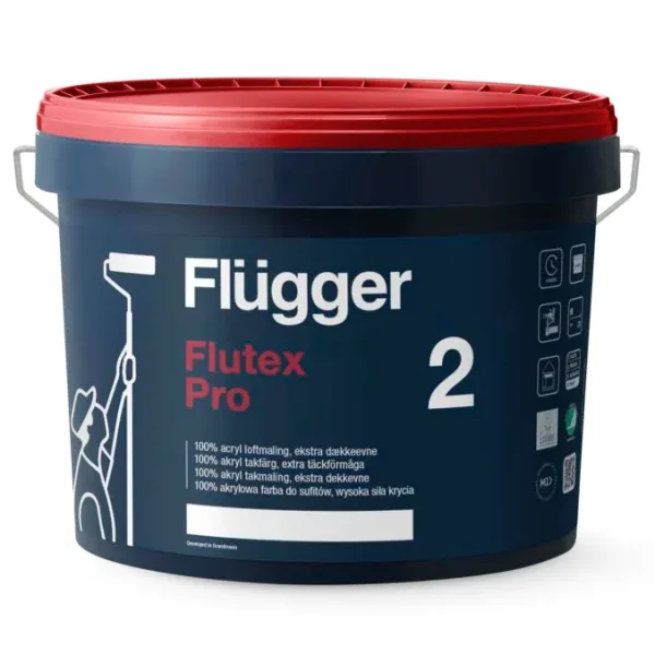 Краска для потолка Flügger Flutex Pro 2 акриловая глубокоматовая 9,1 л (29-4088-4716)