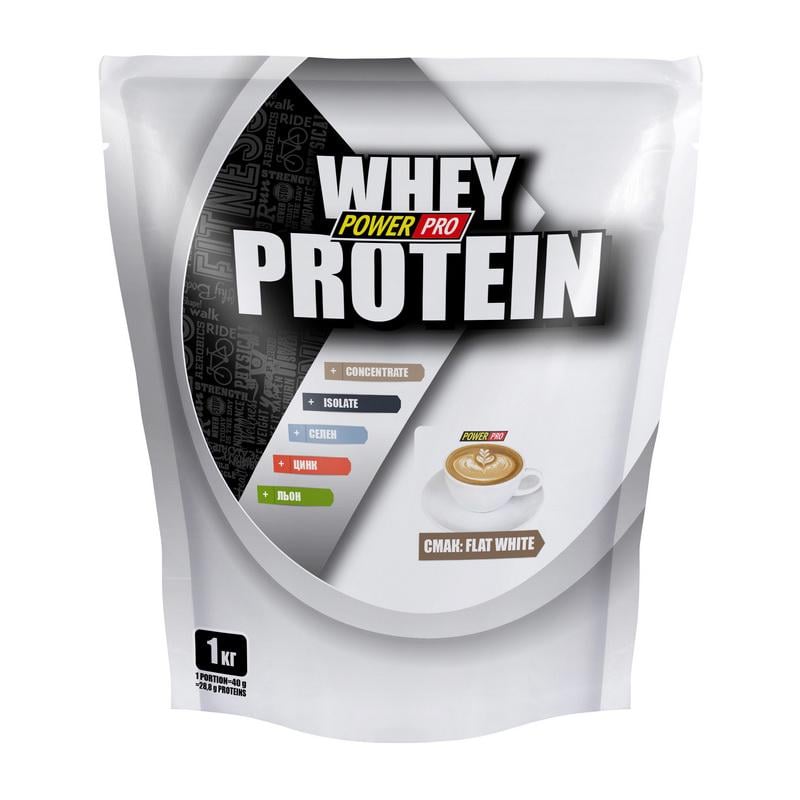 Протеин сывороточный Power Pro Whey Protein и урсоловая кислота 1 кг Флэт вайт