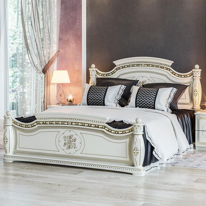 Двуспальная Кровать классическая Світ меблів Жасмин с металлическим каркасом 160х200 см из ДСП Белый/Белый лак Двуспальная Кровать классическая Світ меблів Жасмин с металлическим каркасом 160х200 см из ДСП Белый/Белый лак