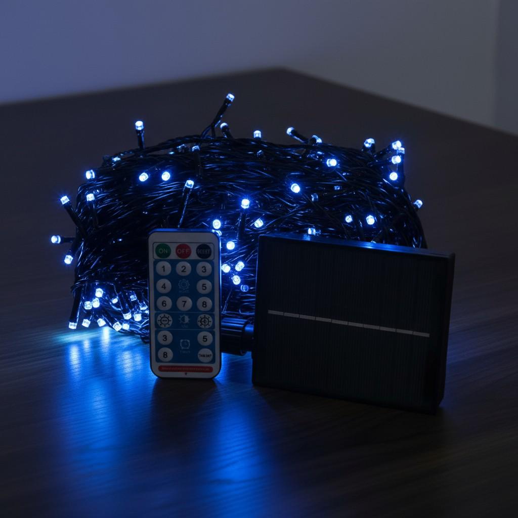 Гірлянда-нитка вулична із сонячною батареєю та пультом 50 м 500LED Чорний/Синій (SB500L50MBBL) - фото 3 Гірлянда-нитка вулична із сонячною батареєю та пультом 50 м 500LED Чорний/Синій (SB500L50MBBL) - фото 3