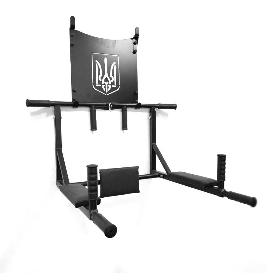 Турнік-бруси SAB настінний розбірний з гумовими ручками/гербом та адаптивною спинкою для преса Чорний (0072) - фото 6