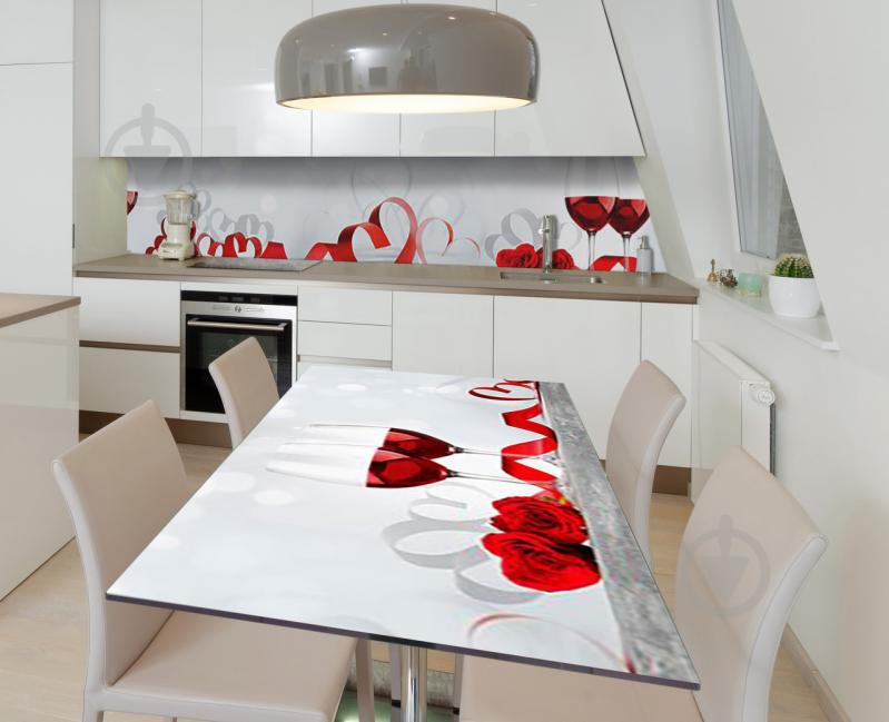 Наклейка 3Д виниловая на стол Zatarga «Бокал любви» 600х1200 мм для домов, квартир, столов, кофейн, кафе