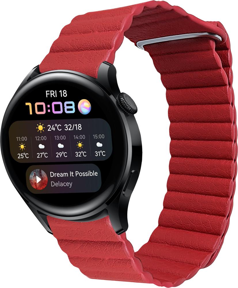 Ремешок кожаный Genis для Huawei Watch 3 Red (26524-2D)