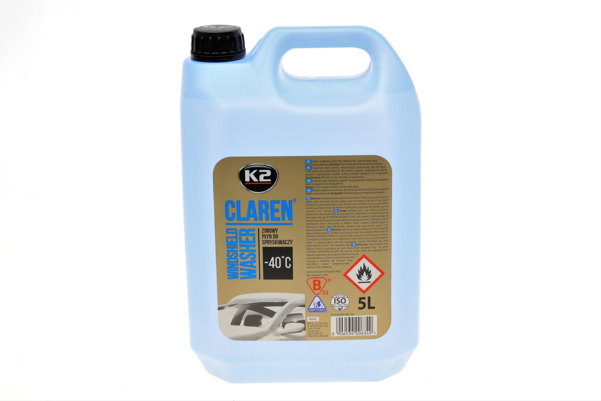 Омыватель зимний для лобового стекла концентрат K2 Claren Windshield Washer Concentrate -40 C 5L (K645) - фото 1